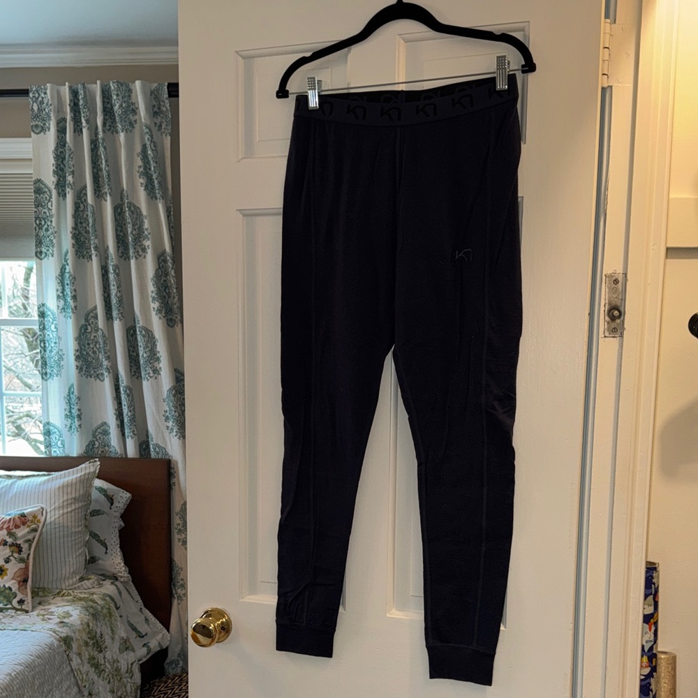Navy Kari Traa Wool Jogger Style Base Layer Pants